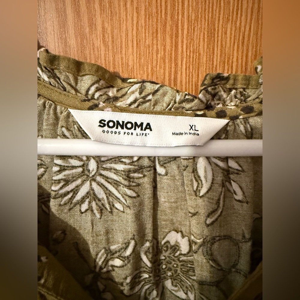 Sonoma Sage Green Floral Print Dress - Picture 5 of 8